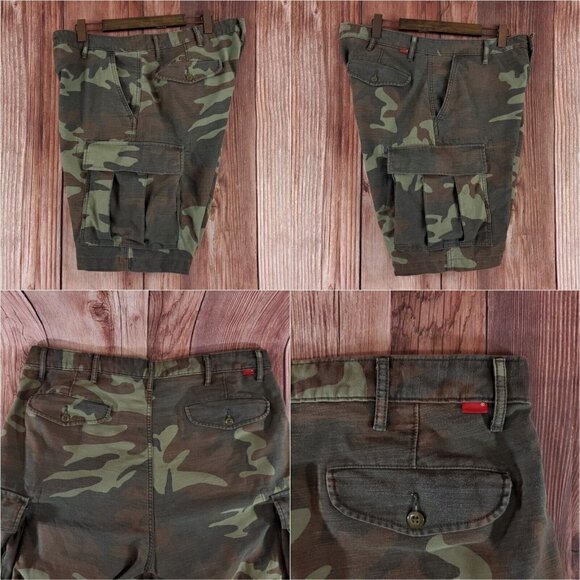 *Flaw* Levis Mens 36 Woodland Camouflage Camo Cargo Shorts Heavy Canvas Cotton - Picture 7 of 15
